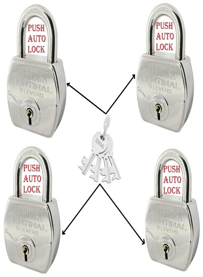 IBDA 4 Locks with Same Key | Multiple Locks with Single Key | Common Key Lock | Steel Body | Lock for Home, Shutter, gate, Door, Channel, Shop, Outdoor, Indoor | Same Key Lock Set of 4 with 4 Keys - Image 1